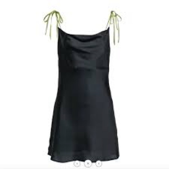 Apparis Black Cowl Neck Mini Dress with Lime Straps - Picture 1 of 5